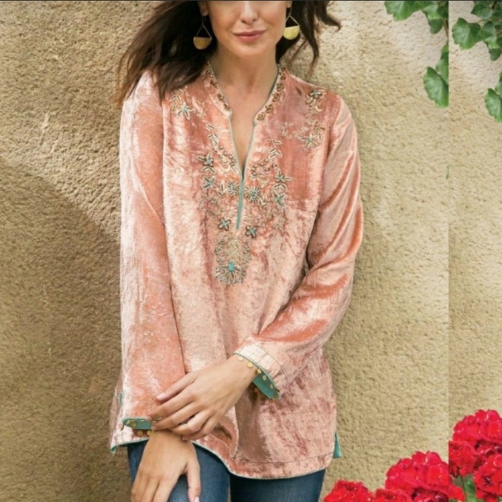 Soft Surroundings, Beautiful, beaded velvet top,